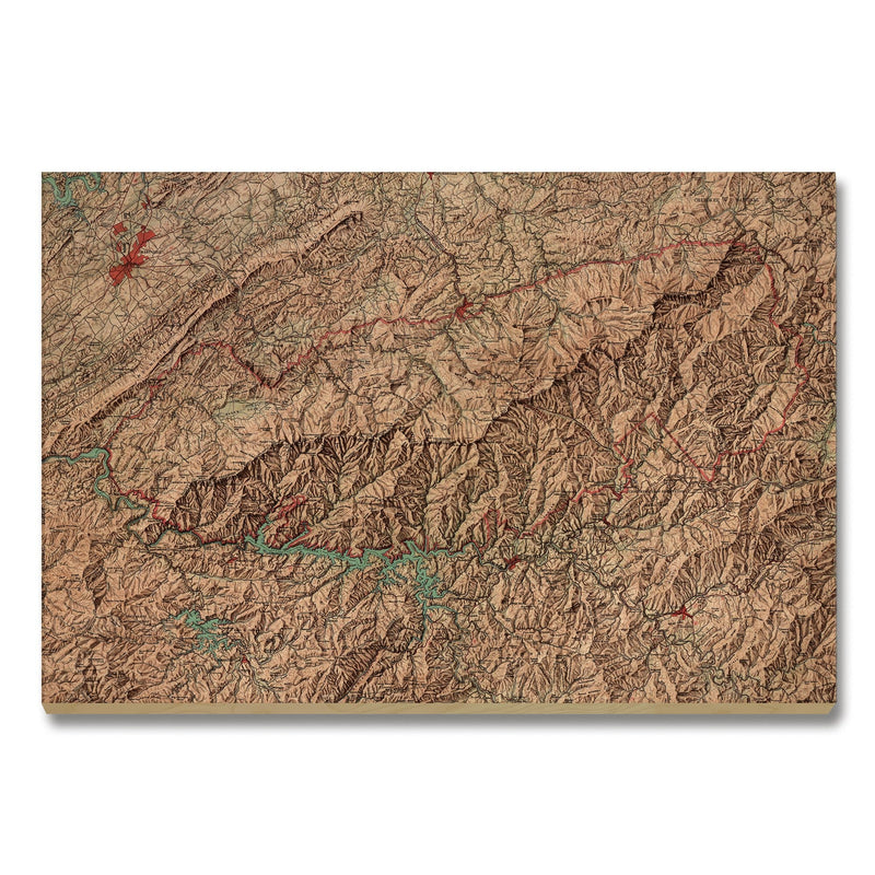 Great Smokey Mountains Map from 1963 DaydreamHQ Grand Wood Wall Art 36x24