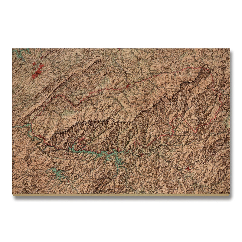 Great Smokey Mountains Map from 1963 DaydreamHQ Grand Wood Wall Art 48x32