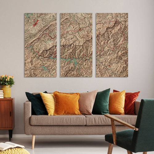 Great Smokey Mountains Map from 1963 DaydreamHQ Grand Wood Wall Art