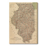Illinois Map from 1878 DaydreamHQ Grand Wood Wall Art 18x24