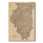 Illinois Map from 1878 DaydreamHQ Grand Wood Wall Art 24x36