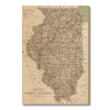 Illinois Map from 1878 DaydreamHQ Grand Wood Wall Art 32x48