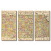 Kansas Map from 1897 DaydreamHQ Grand Wood Wall Art 60x40 (3pc set)