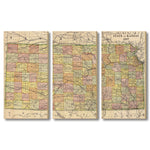 Kansas Map from 1897 DaydreamHQ Grand Wood Wall Art 60x40 (3pc set)