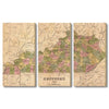 Kentucky Map from 1841 DaydreamHQ Grand Wood Wall Art 72x48 (3pc set)