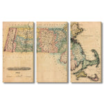 Massachusetts Map from 1822 DaydreamHQ Grand Wood Wall Art 60x40 (3pc set)