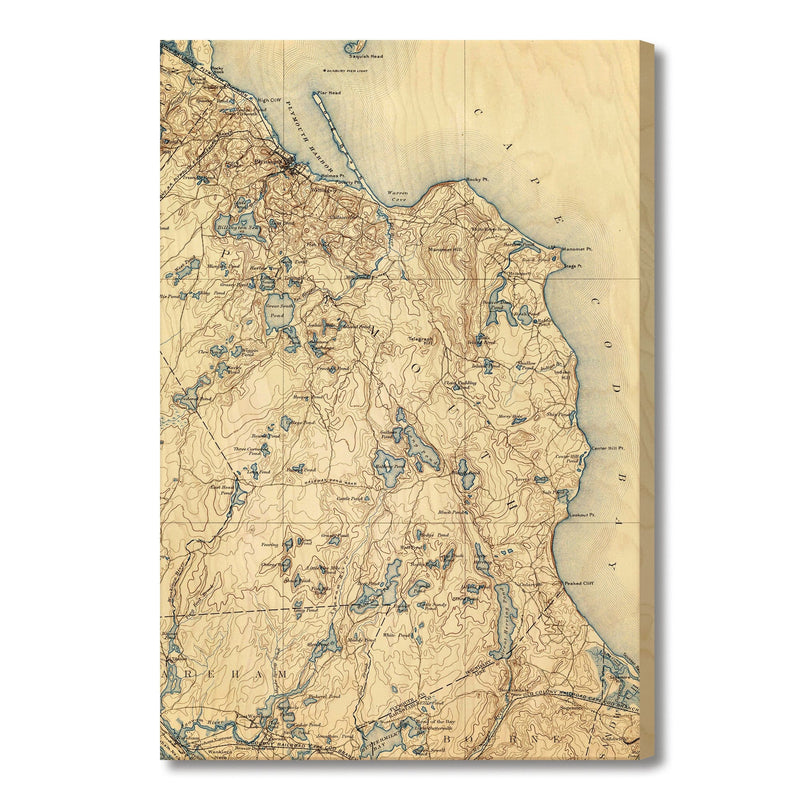 Plymouth, Massachusetts Map from 1894 DaydreamHQ Grand Wood Wall Art 18x24