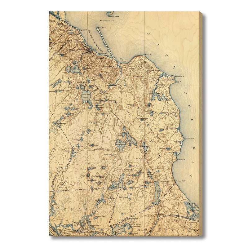 Plymouth, Massachusetts Map from 1894 DaydreamHQ Grand Wood Wall Art 24x36
