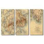Acadia, Maine Map from 1931 DaydreamHQ Grand Wood Wall Art 60x40 (3pc set)