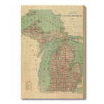 Michigan Map from 1878 DaydreamHQ Grand Wood Wall Art 18x24