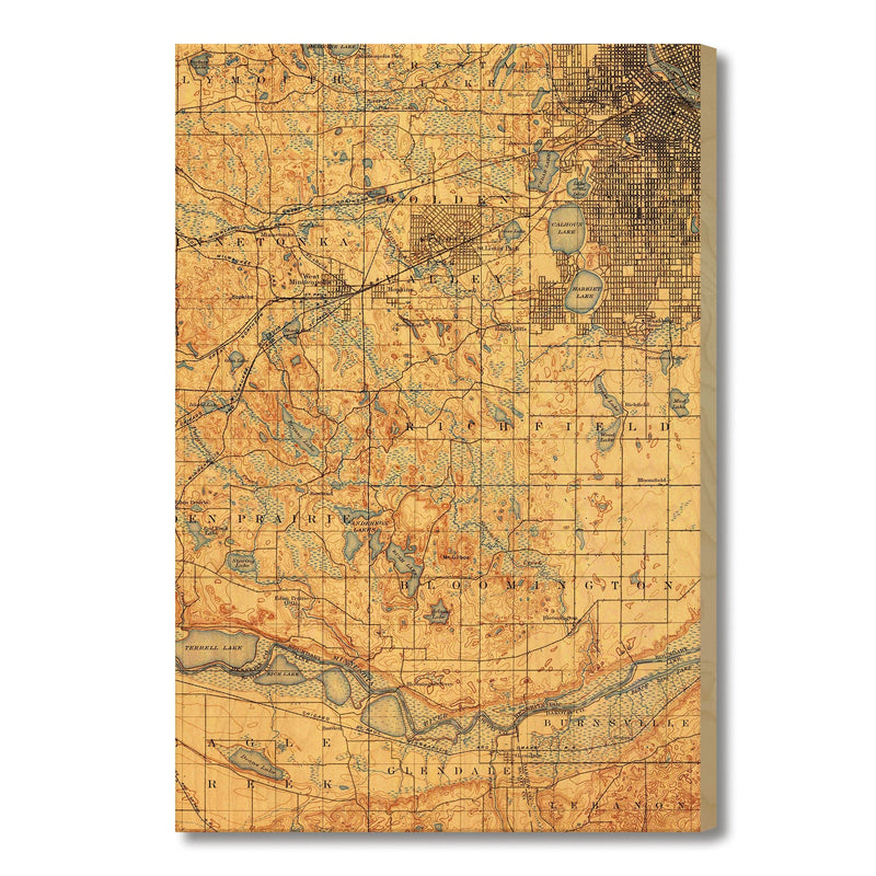 Minneapolis, Minnesota Map from 1896 DaydreamHQ Grand Wood Wall Art 18x24