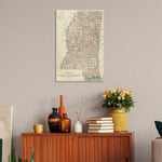 Mississippi Map from 1878 DaydreamHQ Grand Wood Wall Art 18x24