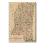 Mississippi Map from 1878 DaydreamHQ Grand Wood Wall Art 24x36