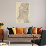 Mississippi Map from 1878 DaydreamHQ Grand Wood Wall Art