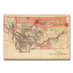 Montana Map from 1883 DaydreamHQ Grand Wood Wall Art 36x24