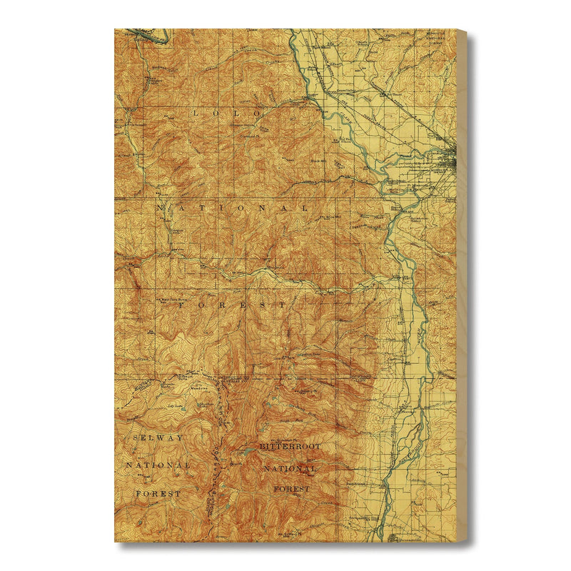 Missoula, Montana Map from 1912 DaydreamHQ Grand Wood Wall Art 18x24