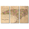 North Carolina Map from 1841 DaydreamHQ Grand Wood Wall Art 60x40 (3pc set)