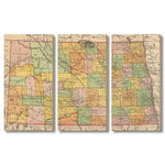 North Dakota Map from 1897 DaydreamHQ Grand Wood Wall Art 60x40 (3pc set)