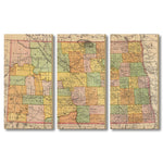 North Dakota Map from 1897 DaydreamHQ Grand Wood Wall Art 72x48 (3pc set)