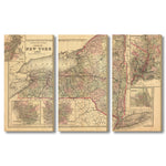 New York Map from 1886 DaydreamHQ Grand Wood Wall Art 72x48 (3pc set)