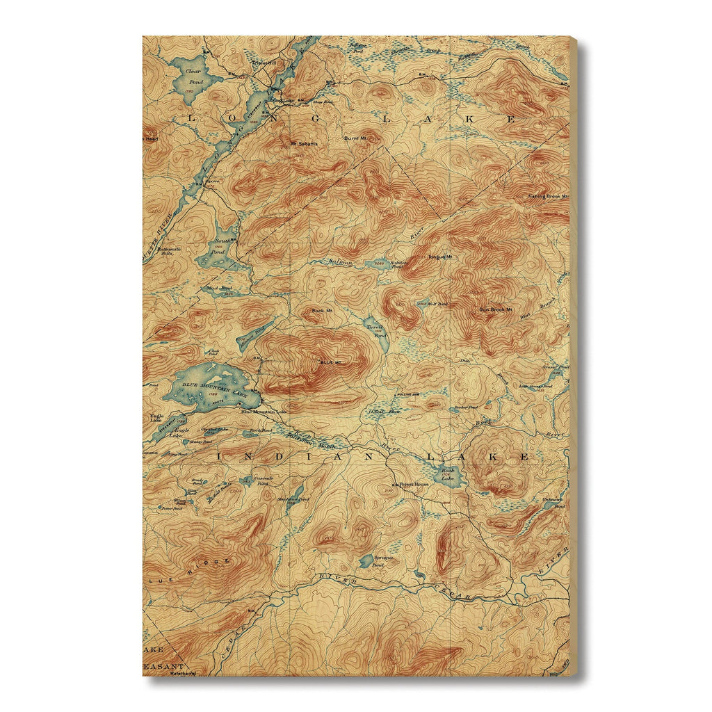Blue Mountain, New York Map from 1903 DaydreamHQ Grand Wood Wall Art 32x48