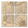 Ohio Map from 1845 DaydreamHQ Grand Wood Wall Art 48x48 (4pc set)
