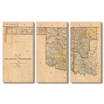 Oklahoma Map from 1898 DaydreamHQ Grand Wood Wall Art 60x40 (3pc set)