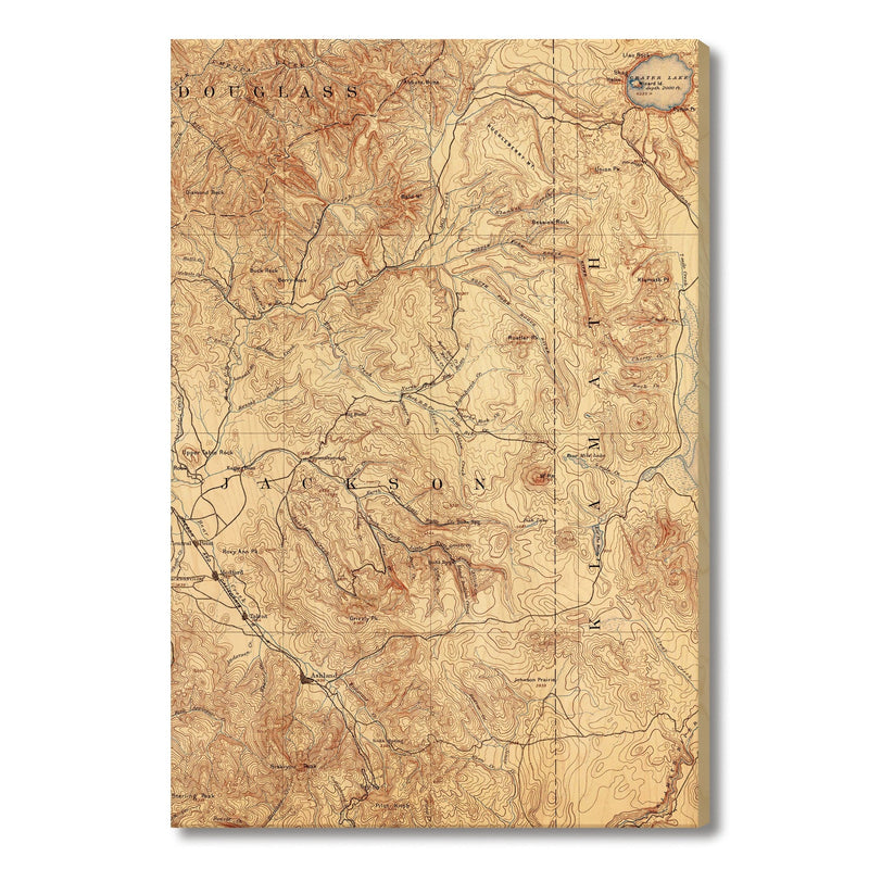 Ashland, Oregon Map from 1891 DaydreamHQ Grand Wood Wall Art 24x36