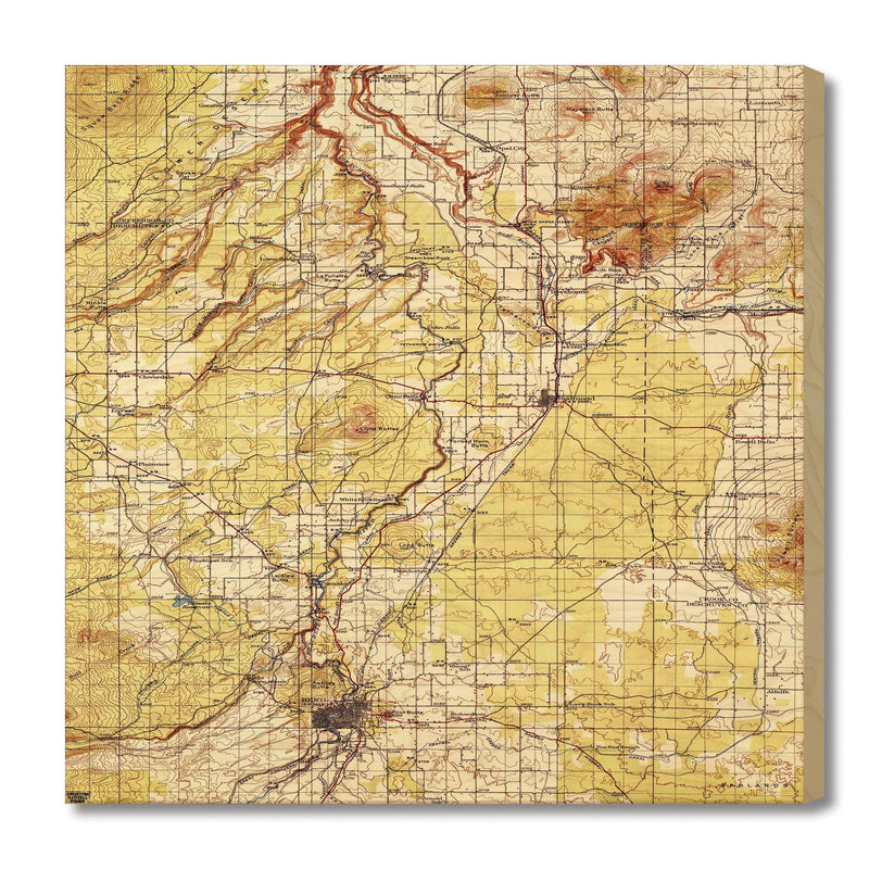 Bend, Oregon Map from 1929 DaydreamHQ Grand Wood Wall Art 24x24