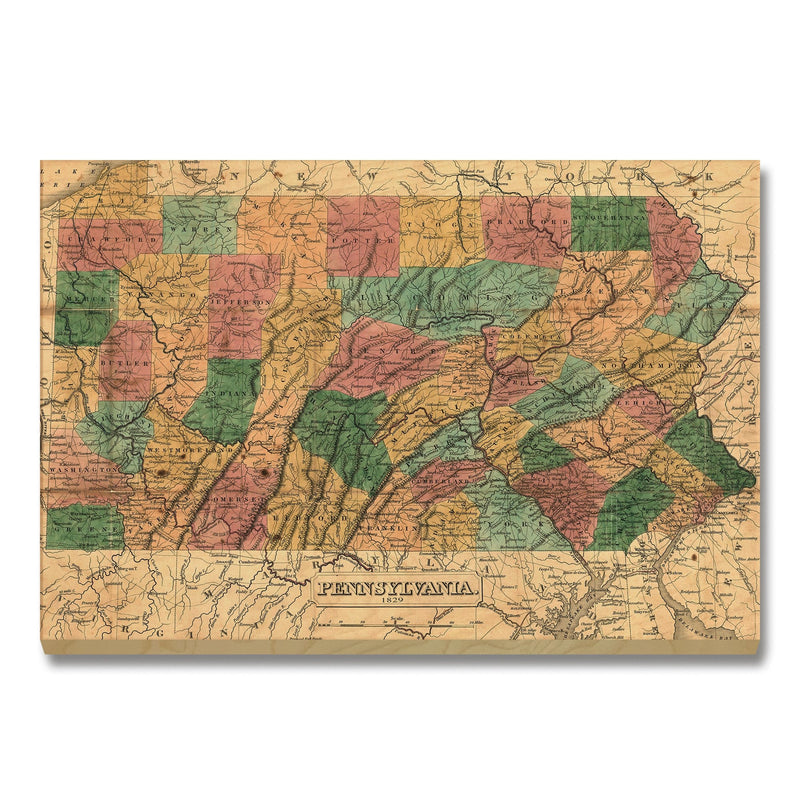 Pennsylvania Map from 1829 DaydreamHQ Grand Wood Wall Art 24x18