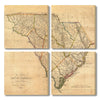 South Carolina Map from Map from 1814 DaydreamHQ Grand Wood Wall Art 48x48 (4pc set)