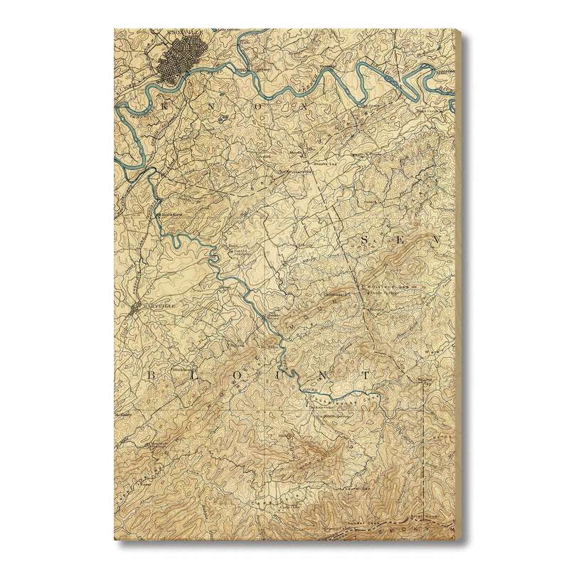 Knoxville, Tennessee Map from 1894 DaydreamHQ Grand Wood Wall Art 32x48