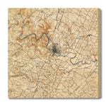 Austin, Texas Map from 1896 DaydreamHQ Grand Wood Wall Art 24x24