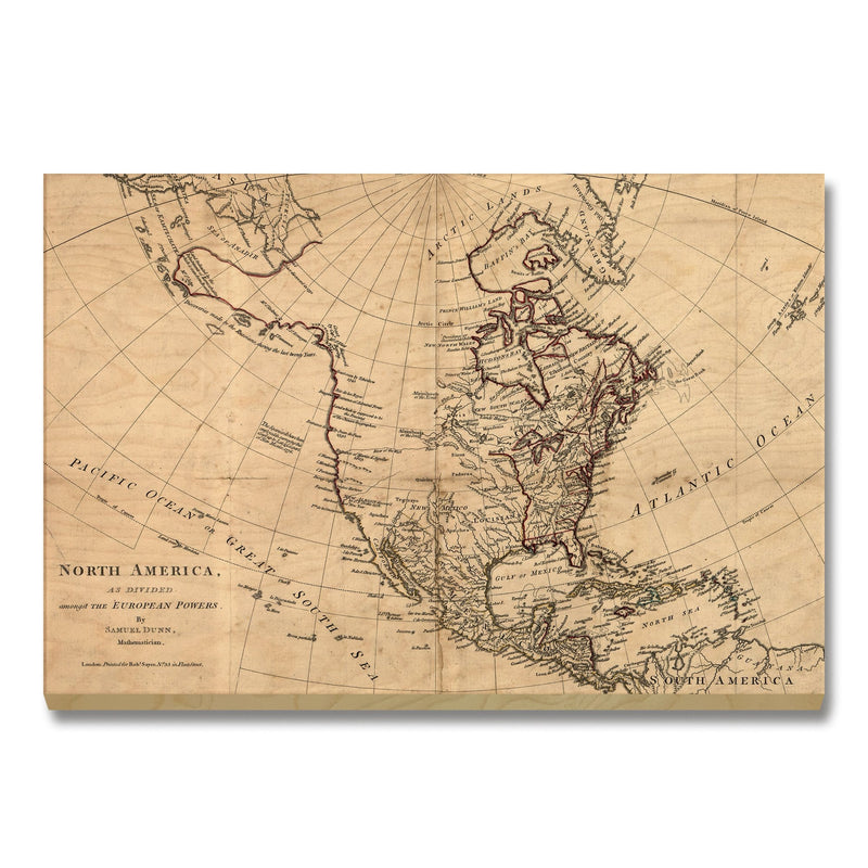 America As Divided By European Powers Map from 1774 DaydreamHQ Grand Wood Wall Art 24x18