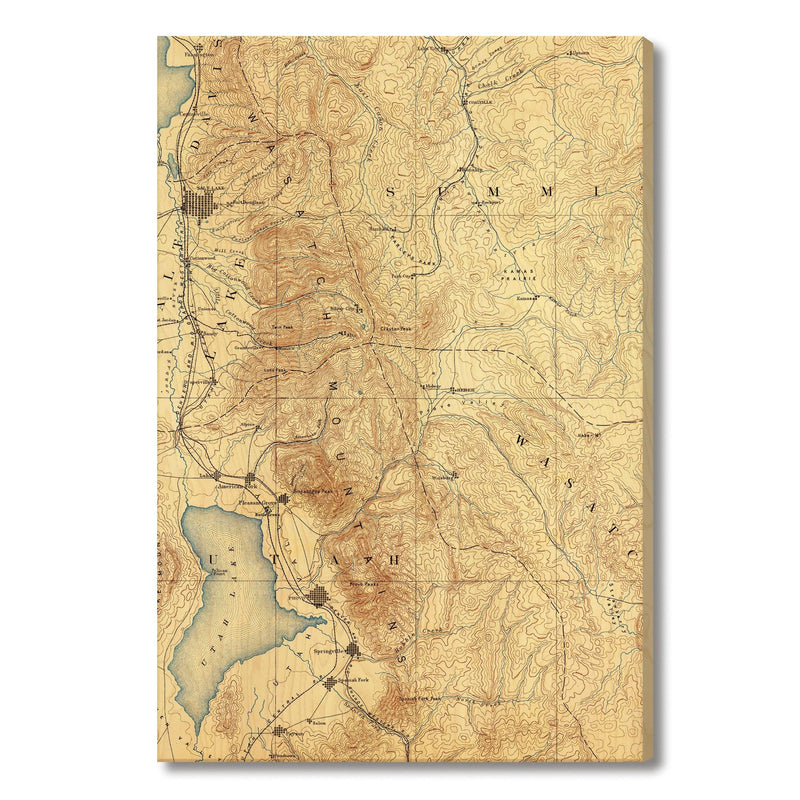 Salt Lake, Utah Map from 1885 DaydreamHQ Grand Wood Wall Art 24x36