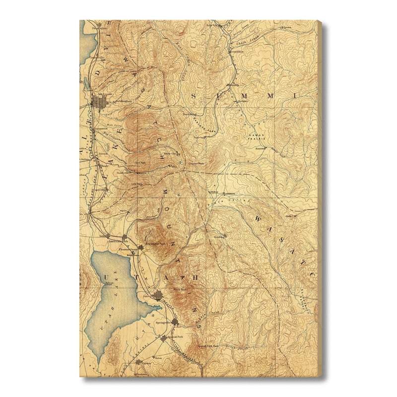 Salt Lake, Utah Map from 1885 DaydreamHQ Grand Wood Wall Art 32x48