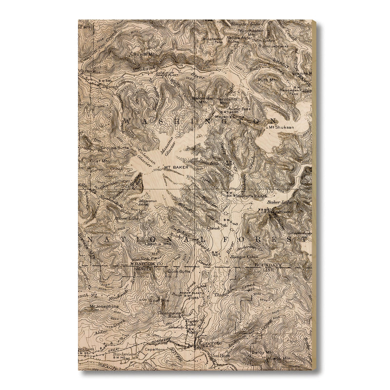 Mt. Baker, Washington Map from 1909 DaydreamHQ Grand Wood Wall Art 32x48