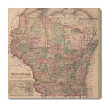 Wisconsin Map from 1886 DaydreamHQ Grand Wood Wall Art 24x24