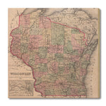 Wisconsin Map from 1886 DaydreamHQ Grand Wood Wall Art 32x32
