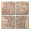 Wisconsin Map from 1886 DaydreamHQ Grand Wood Wall Art 48x48 (4pc set)