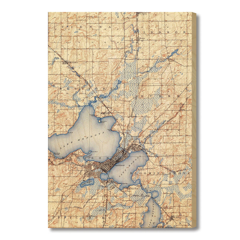 Madison, Wisconsin Map from 1904 DaydreamHQ Grand Wood Wall Art 18x24