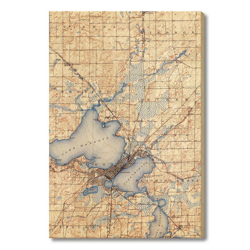 Madison, Wisconsin Map from 1904 DaydreamHQ Grand Wood Wall Art 24x36