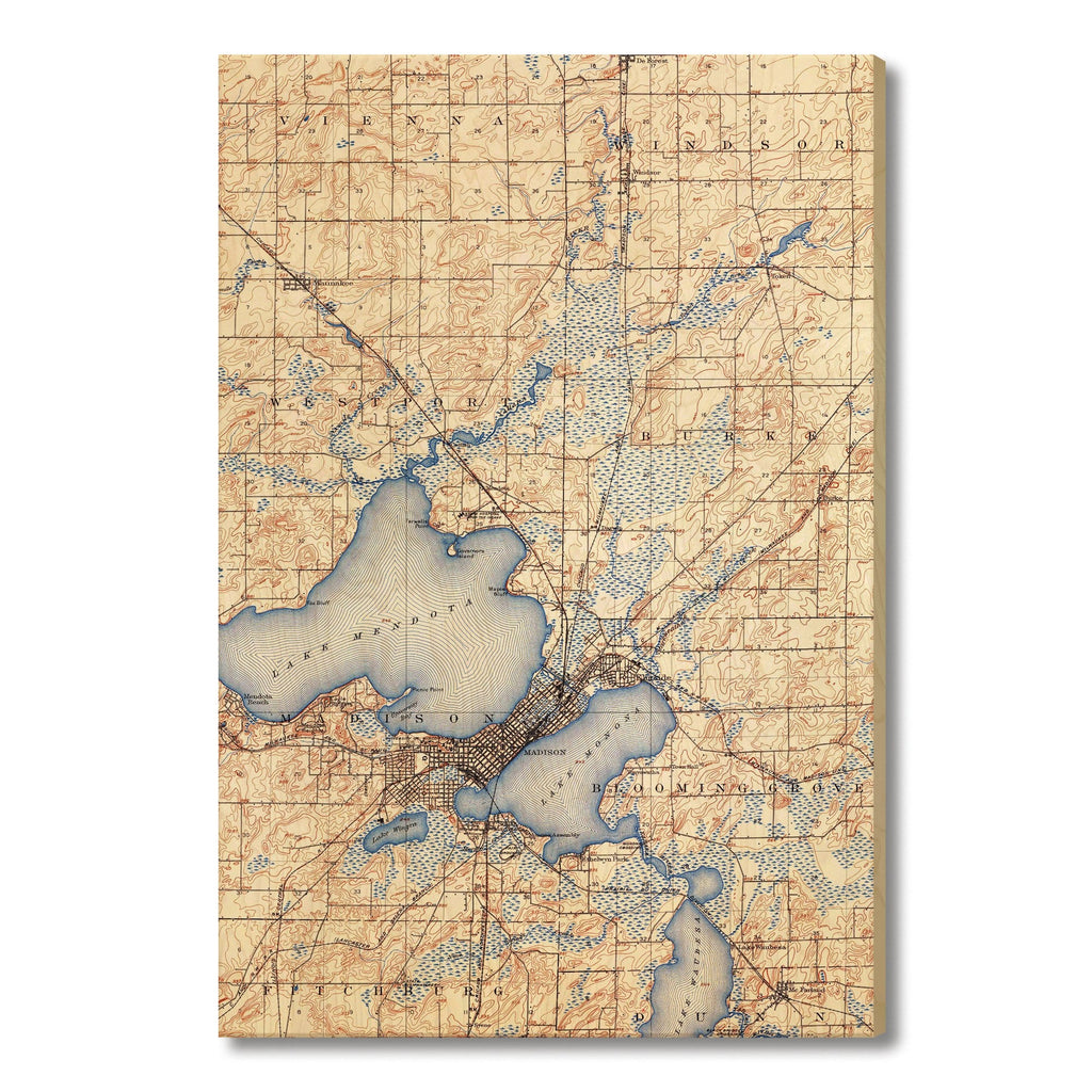 Madison, Wisconsin Map from 1904 DaydreamHQ Grand Wood Wall Art 32x48