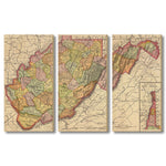 West Virginia Map from 1897 DaydreamHQ Grand Wood Wall Art 60x40 (3pc set)