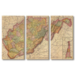 West Virginia Map from 1897 DaydreamHQ Grand Wood Wall Art 72x48 (3pc set)