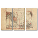Wyoming Map from 1879 DaydreamHQ Grand Wood Wall Art 60x40 (3pc set)