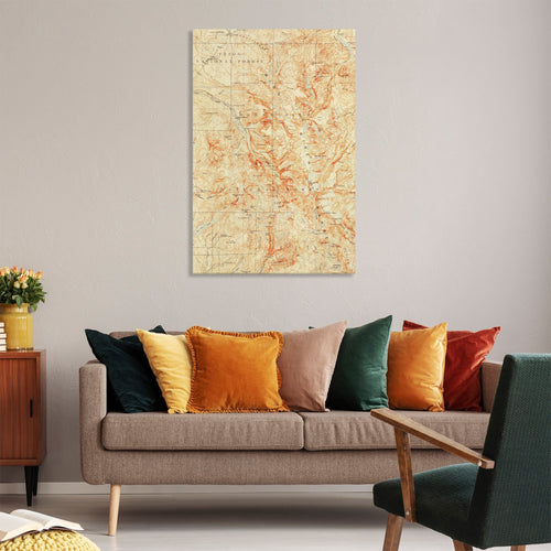 Wind River Range, Wyoming Map from 1909 DaydreamHQ Grand Wood Wall Art 32x48